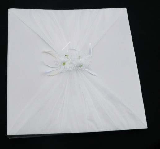 White Wedding Large Photo Album Bow with lace flowers